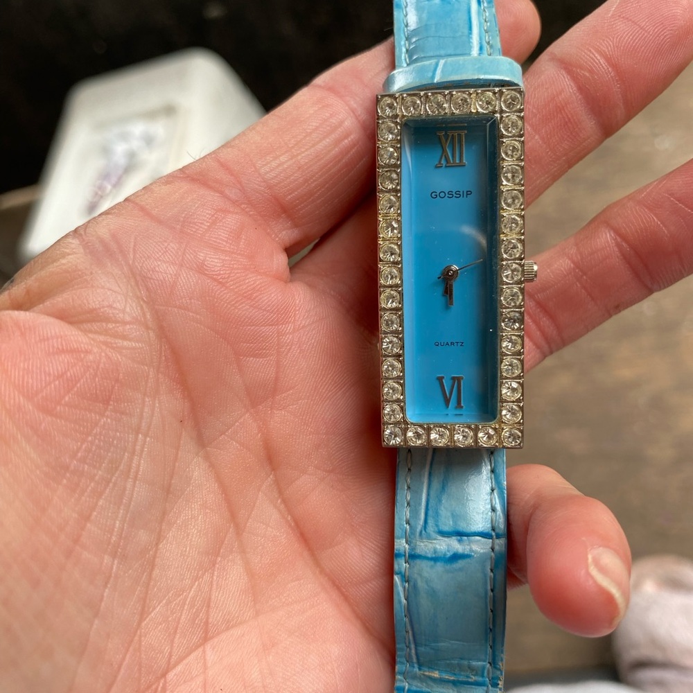 Gossip Blue Watch with Rhinestone Bezel